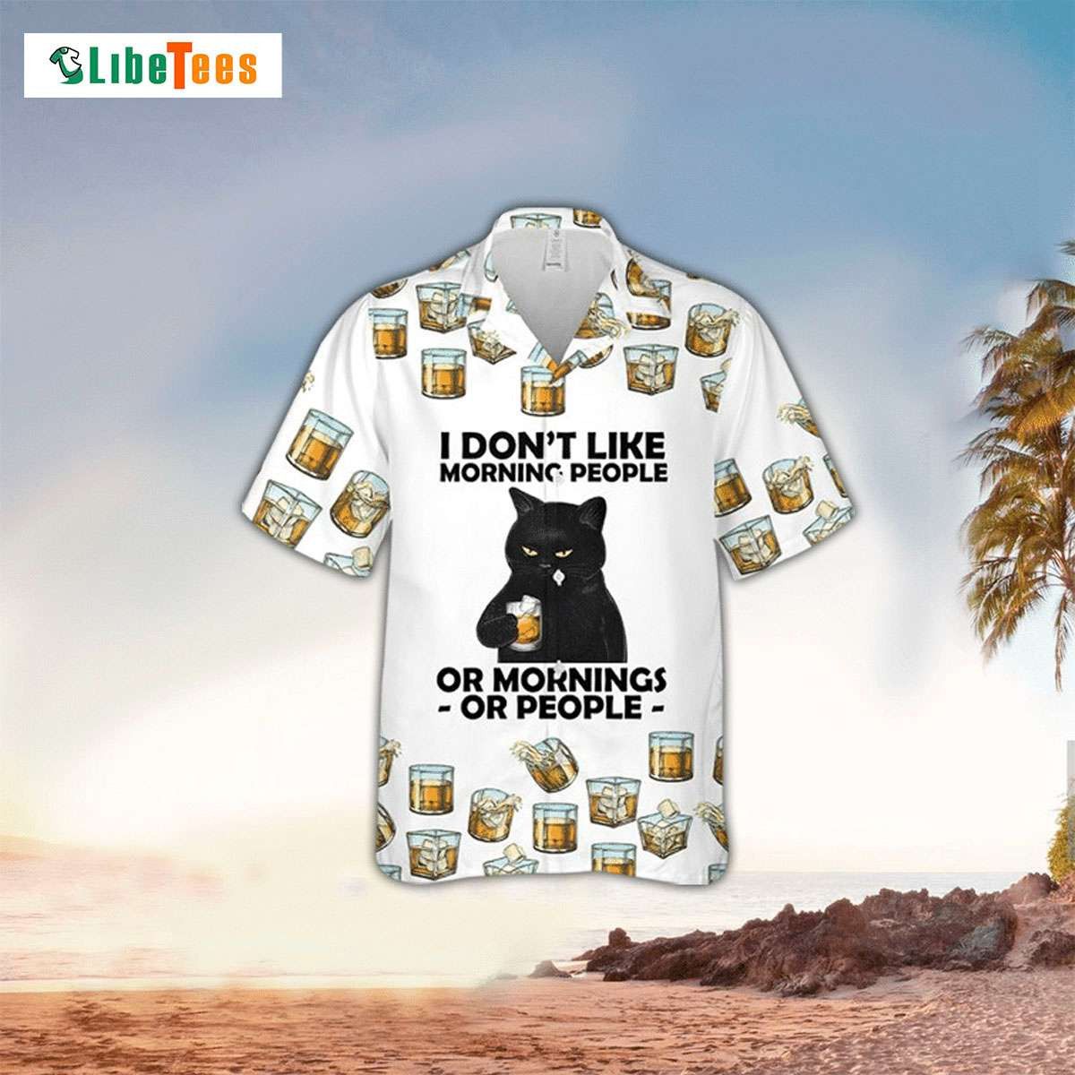 Not A Morning Person Cat’s Statement Hawaiian Shirt