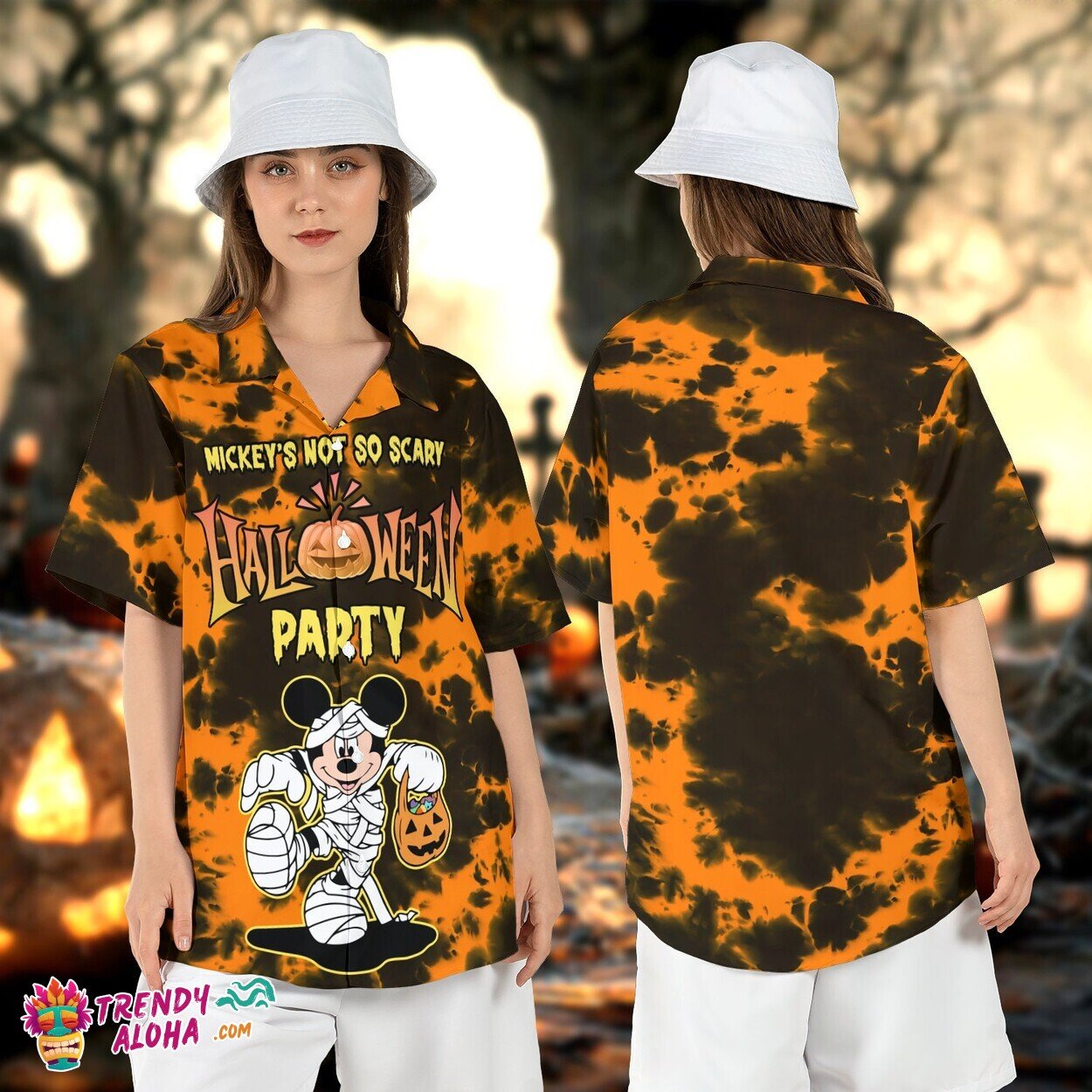 Not So Scary Halloween Party Mummy Mickey Disney Aloha Shirt