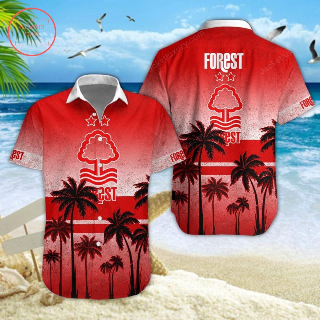 Nottingham Forest Fc Coconut Tree Beach Hawaiian Shirt