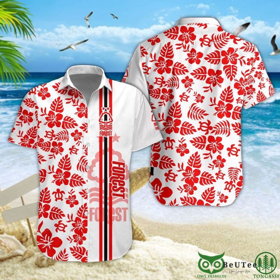 Nottingham Forest Fc Flower Leaf Hawaiian Shirt