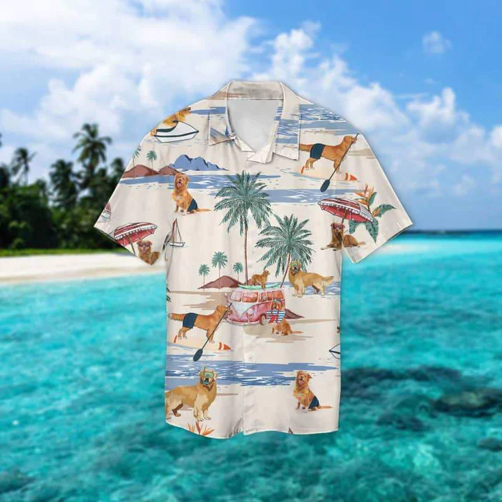 Nova Scotia Duck Tolling Retriever Summer Beach Trendy Hawaiian Shirt, Trendy Hawaiian Shirts For Men Women Short Sleeve Aloha Beach Shirt