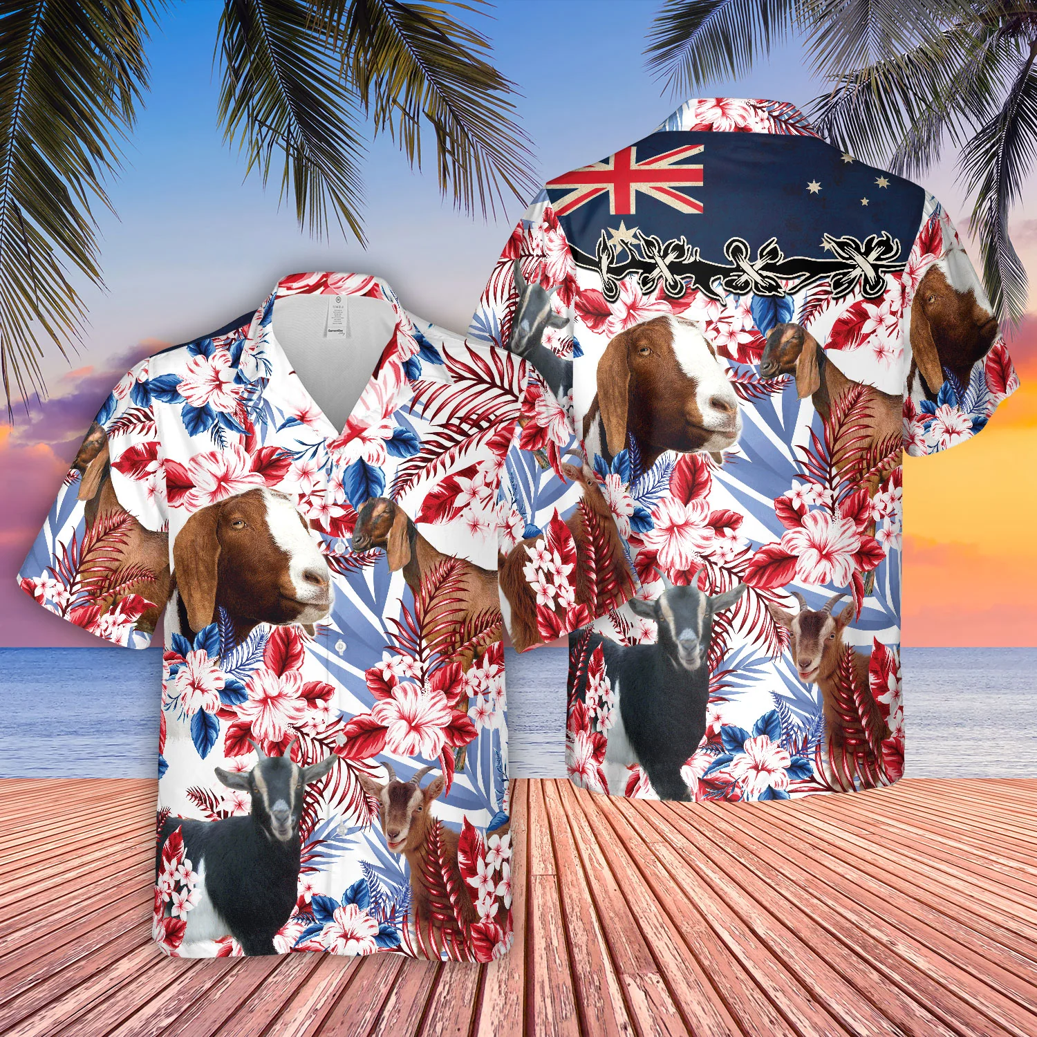 Nubian Goat Lovers Australia Flag Hawaiian Flowers Hawaiian Shirt