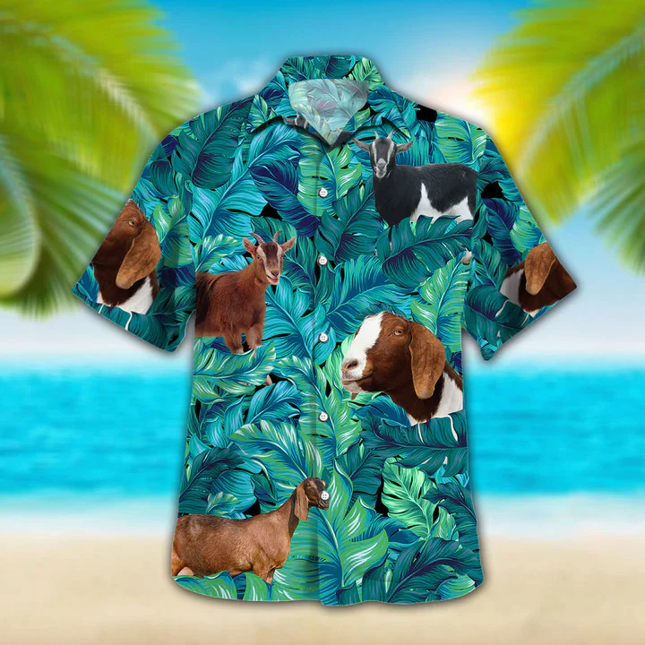 Nubian Goat Lovers Trendy Hawaiian Shirt, Trendy Hawaiian Shirt Vintage Flower, Short Sleeve Hawaiian Aloha Shirt For Men, Women