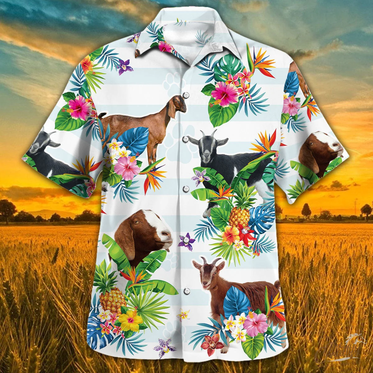 Nubian Goat Tropical Flower Trendy Hawaiian Shirt, Goat Trendy Hawaiian Shirt For Summer Gifts