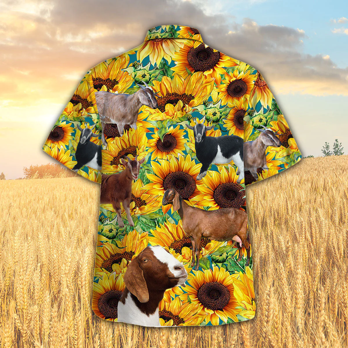 Nubian Goat With Sunflowers 3D Hawaiian Shirt Elegant Design