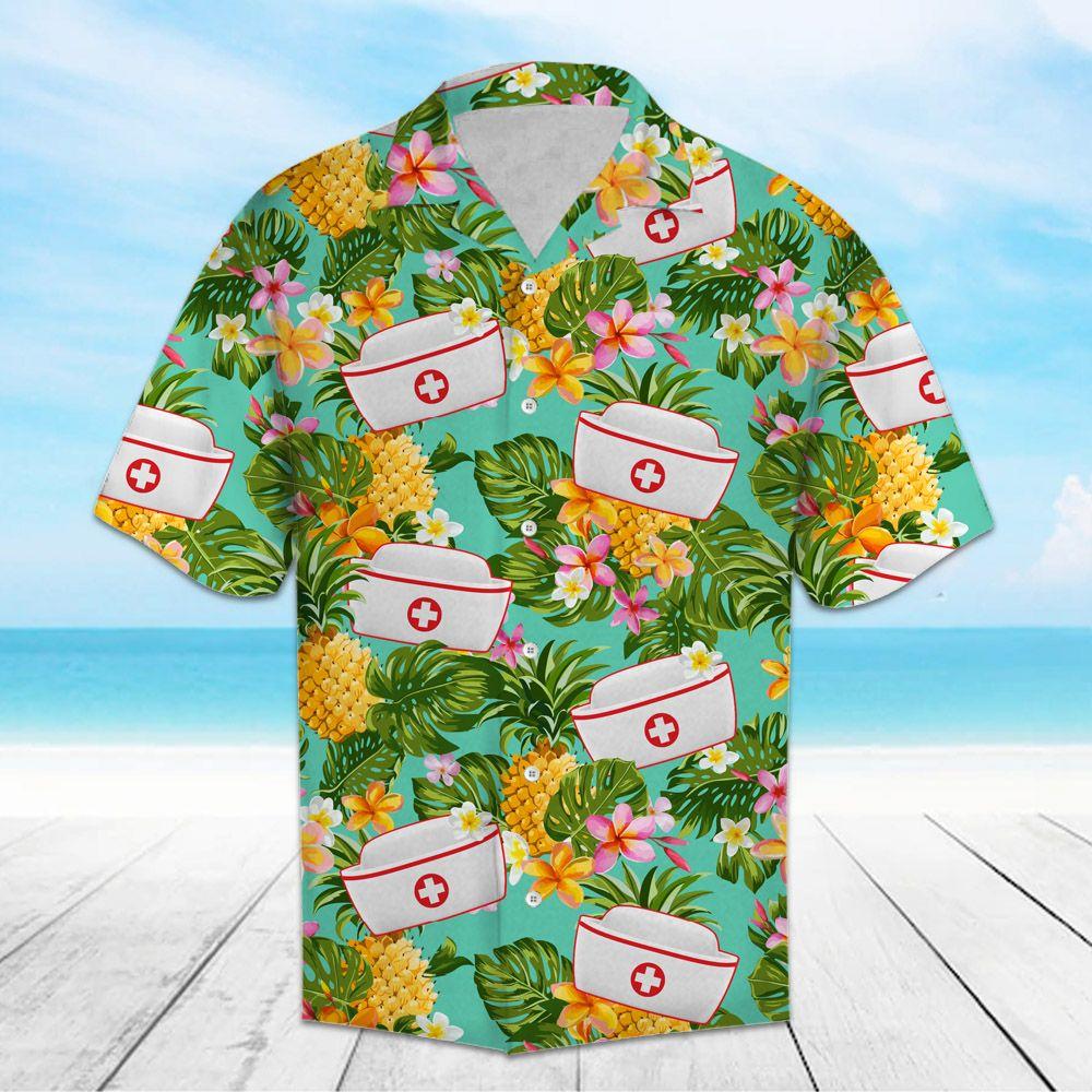 Nurse Hawaiian T-Shirt Tropical Pineapple Aloha T-Shirt Awesome Nurse Hawaii Shirt