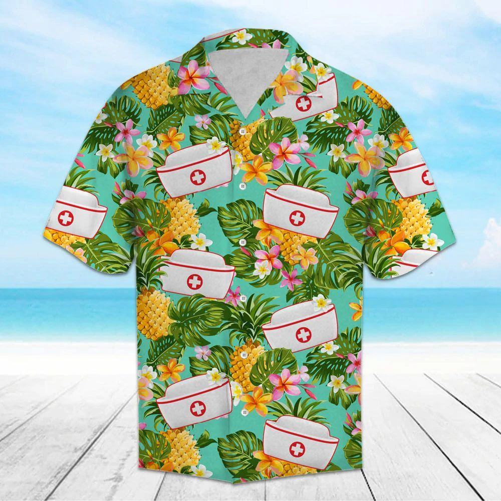 Nurse Hawaiian Tropical Pineapple Aloha Trendy Hawaiian Shirt