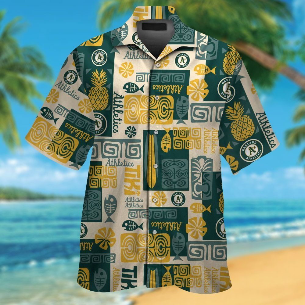 Oakland Athletics Short Sleeve Button Up Tropical Hawaiian Shirt VER03