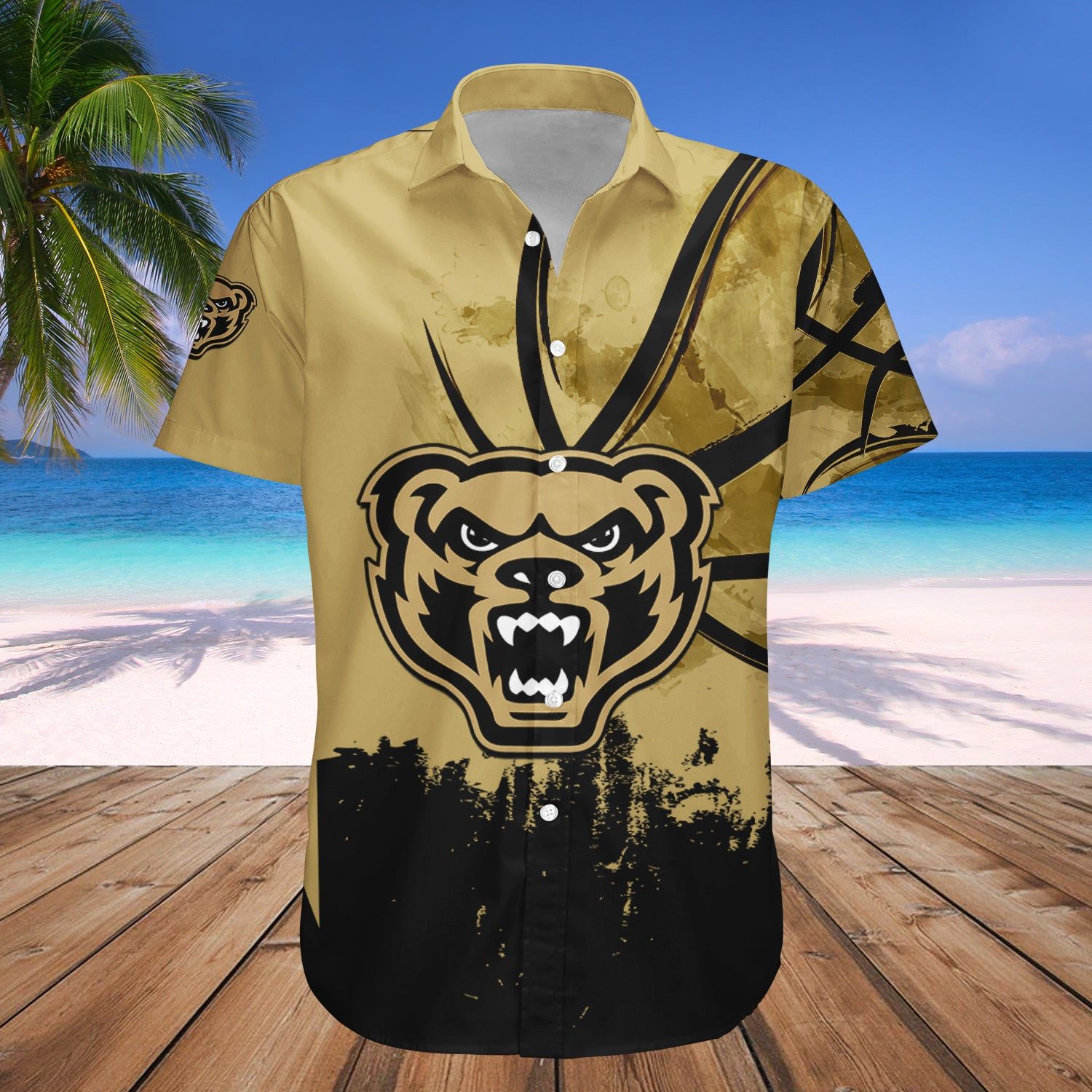 Oakland Golden Grizzlies Hawaii Shirt Basketball Net Grunge Pattern – NCAA
