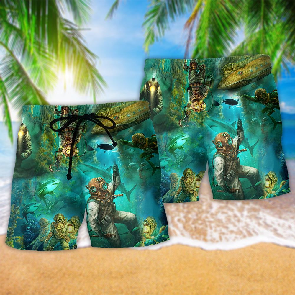 Ocean Into The Sea I Go Trendy Aloha Hawaiian Beach Shorts