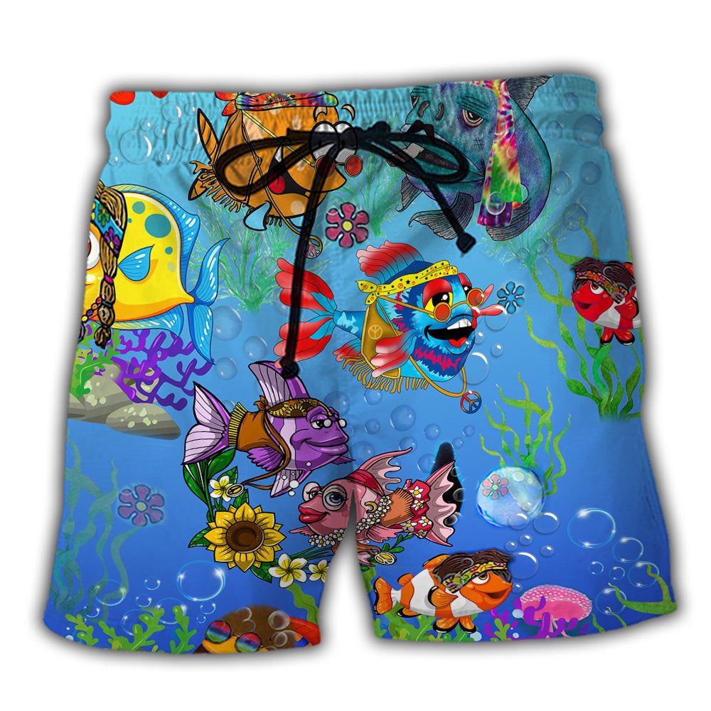 Ocean Joy To The Fishes In The Deep Blue Sea Joy To You And Me Trendy Aloha Hawaiian Beach Shorts