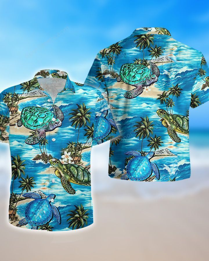 Ocean Turtle Watercolor Trendy Hawaiian Shirt, Summer Gift, Trendy Hawaiian Shirts For Men, Aloha Beach Shirt
