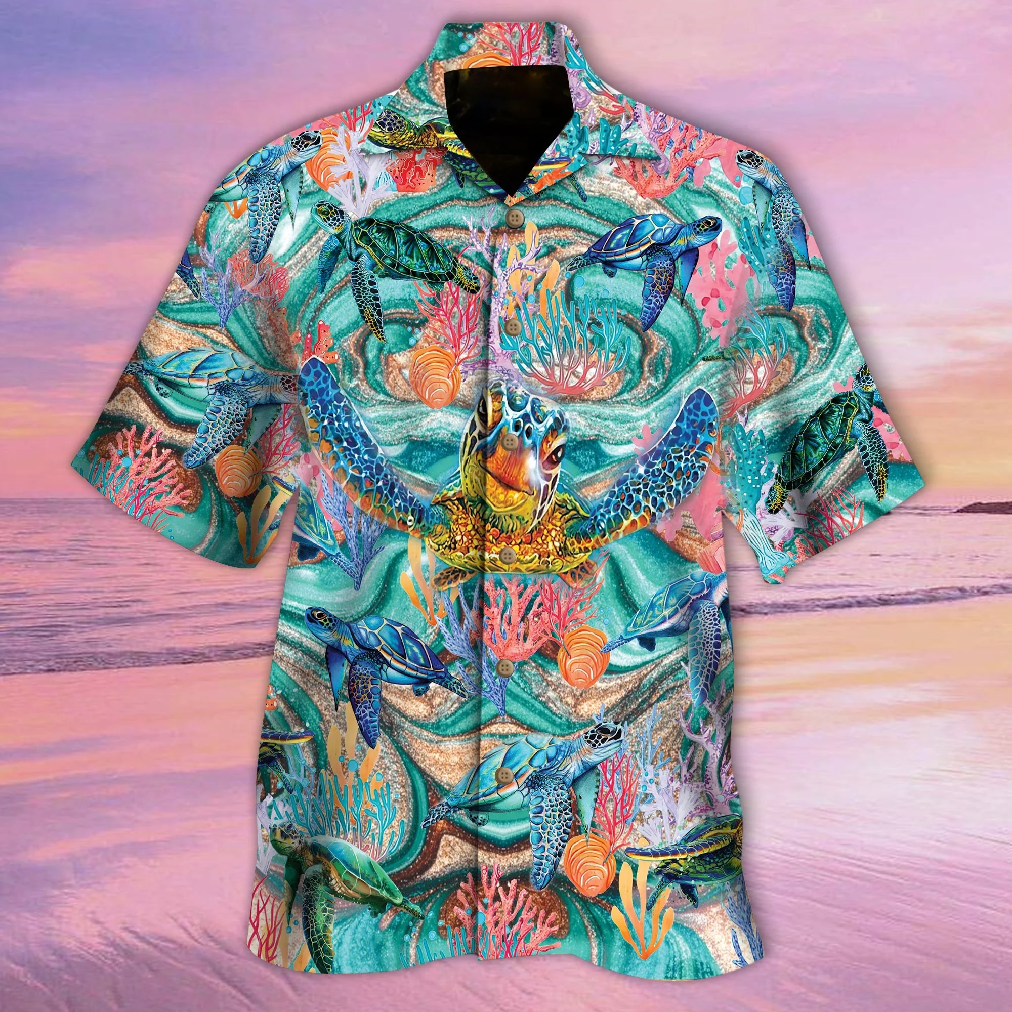 Ocean Turtles Trendy Hawaiian Shirt, Turtle Lover Trendy Hawaiian Shirt For