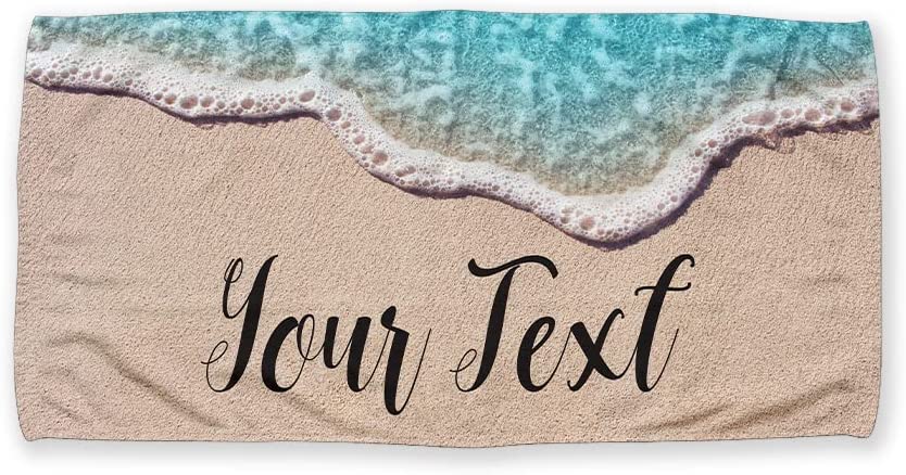 Ocean Waves Sand Design Personalized Name Beach Towels Pool Essential