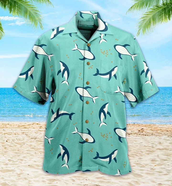 Ocean Whale Green Nice Trendy Hawaiian Shirt 3D Summer Gifts Ocean Whale Green Nice Trendy Hawaiian Shirt 3D Summer Gifts
