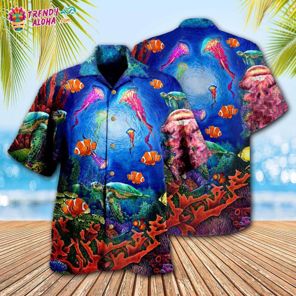 Ocean Wonderful Under Water World Blue Ocean Hawaiian Shirt – Trendy Aloha