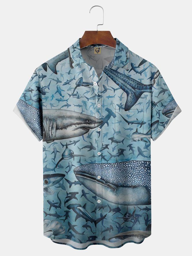 Oceanic Thrill: Shark Drawstring Beach Shorts