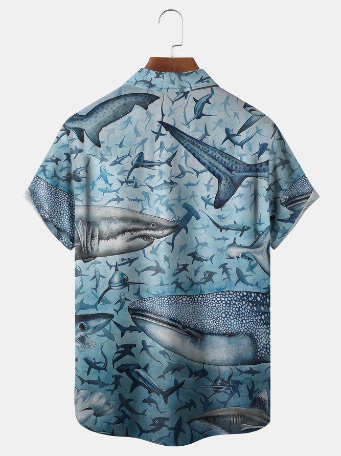 Oceanic Thrill: Shark Drawstring Beach Shorts