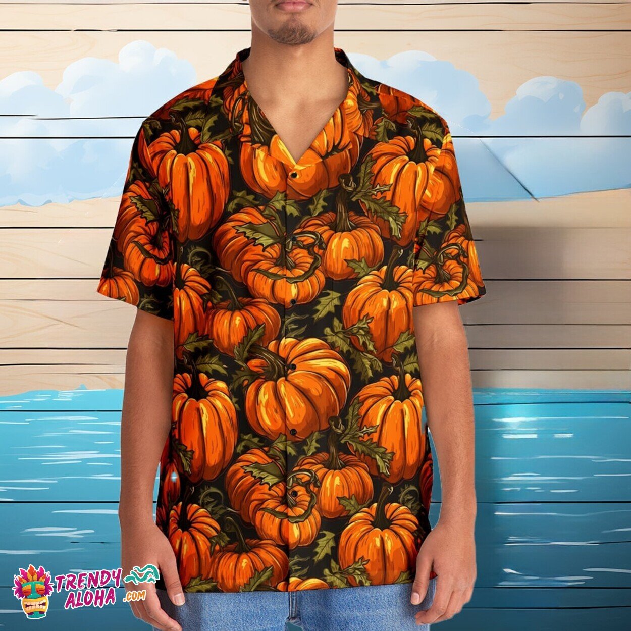 Octoberfest Pumpkin Spice Themed Festive Hawaiian Fall Shirt