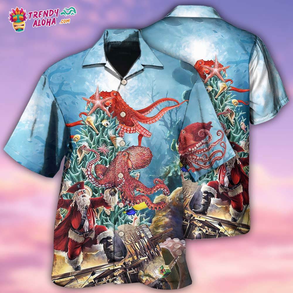 Octopus And Santa Merry Chrismas Hawaiian Shirt – Trendy Aloha