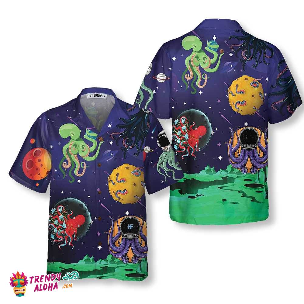 Octopus Astronaut Hawaiian Shirt, Octopus Hawaiian Shirt, Funny Astronaut Shirt For Men And Women