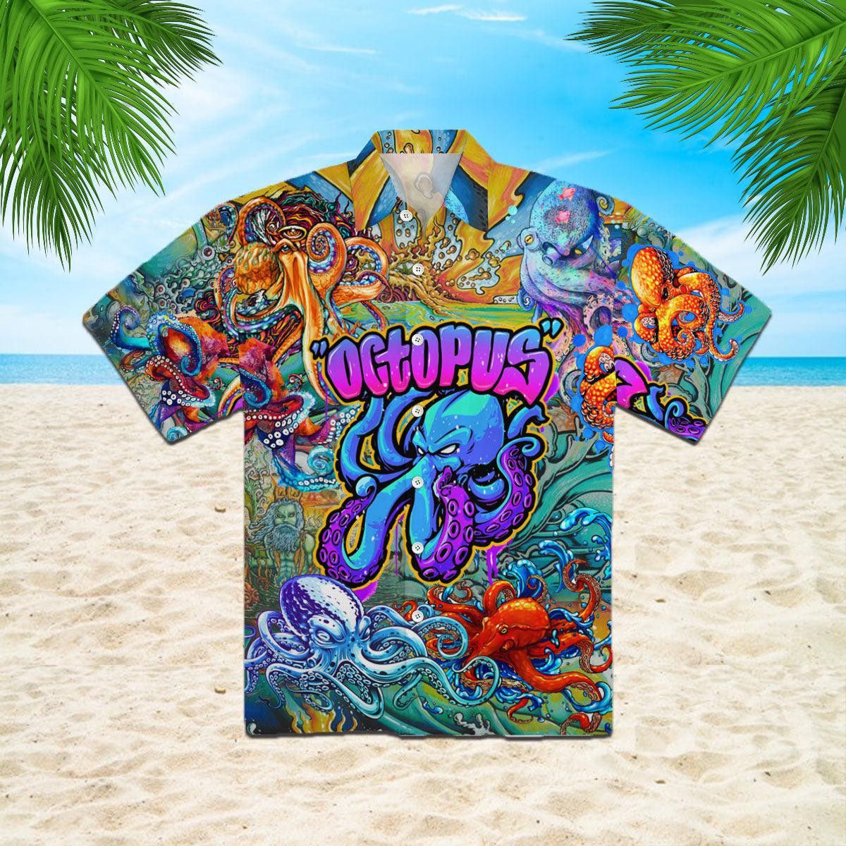 Octopus Colorful Hippie Trendy Hawaiian Shirt