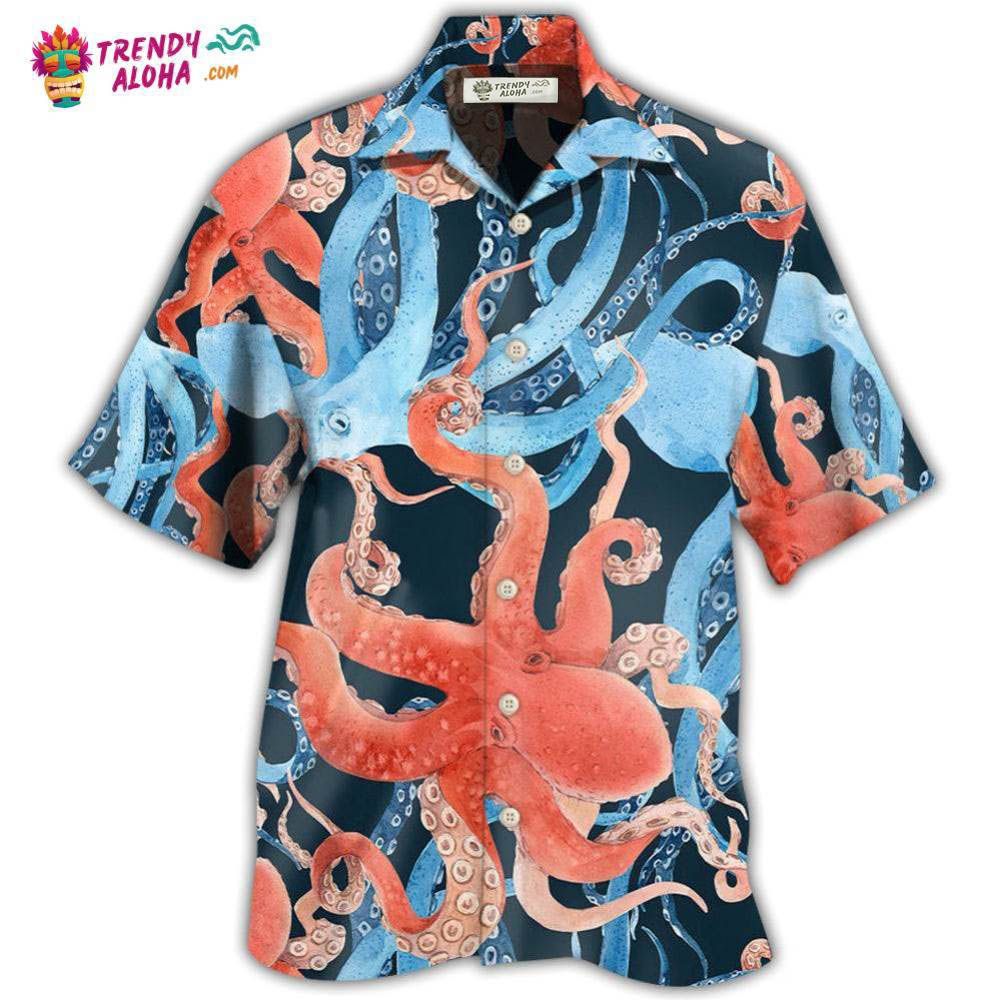 Octopus Colorful Ocean Life Basic Hawaiian Shirt – Trendy Aloha