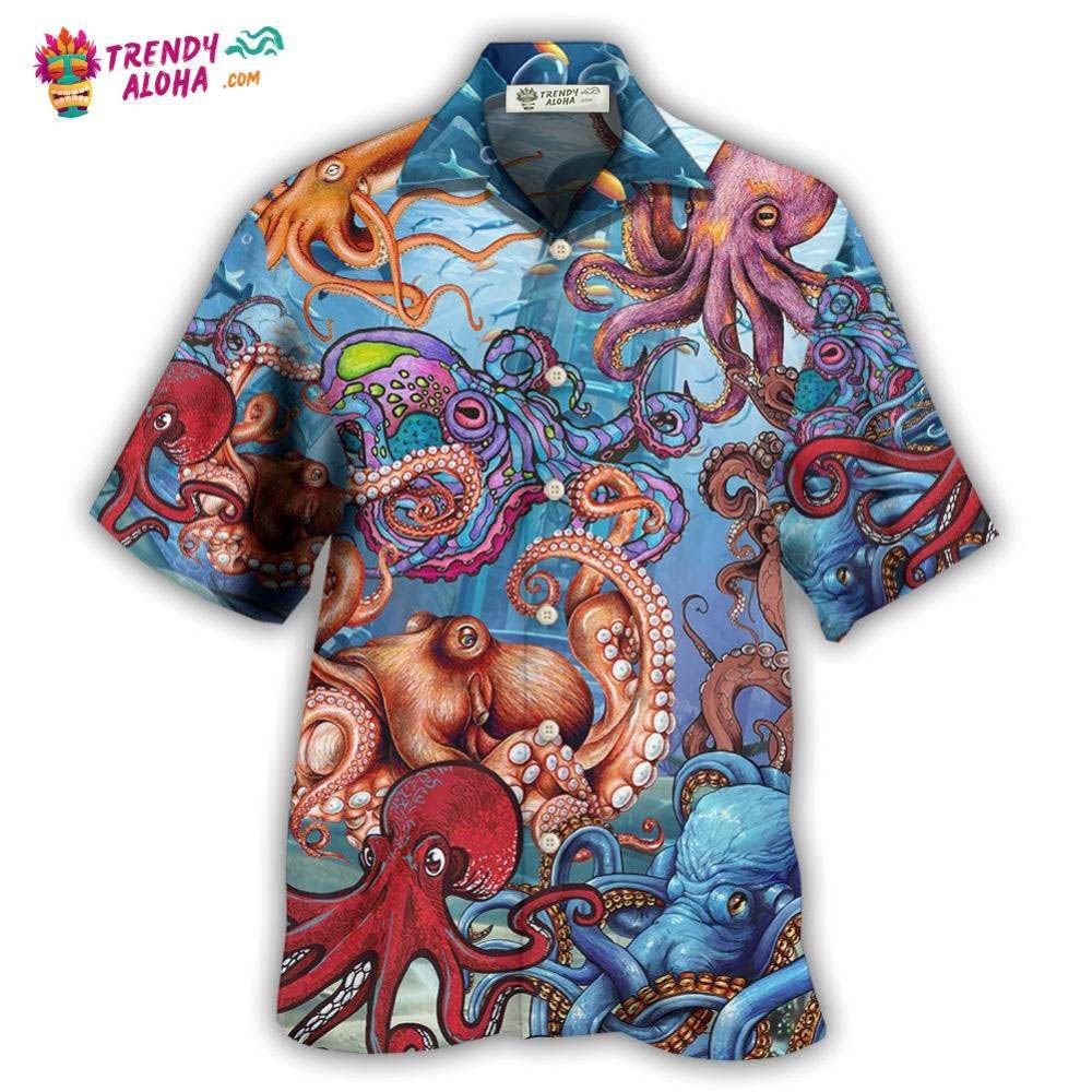 Octopus Colorful Octopus In The Ocean Want To Play Hawaiian Shirt – Trendy Aloha