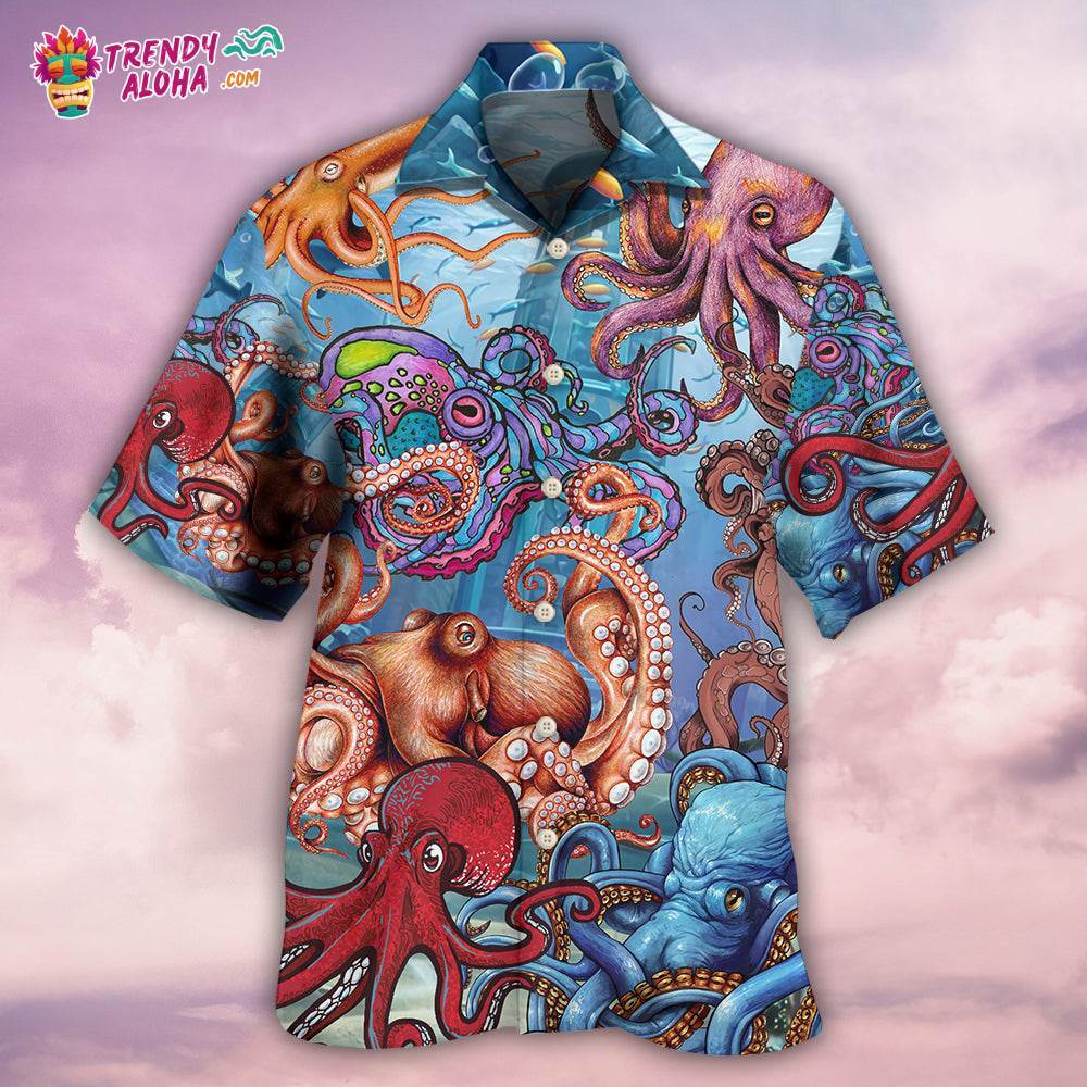 Octopus Colorful Octopus In The Ocean Want To Play Hawaiian Shirt – Trendy Aloha