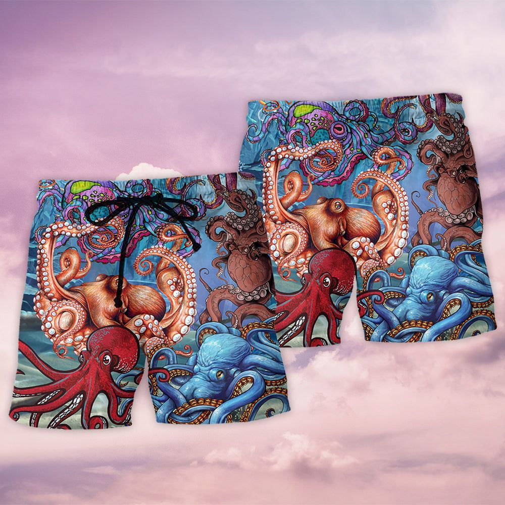 Octopus Colorful Octopus Want To Play Trendy Aloha Hawaiian Beach Shorts
