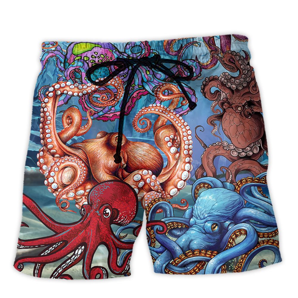 Octopus Colorful Octopus Want To Play Trendy Aloha Hawaiian Beach Shorts