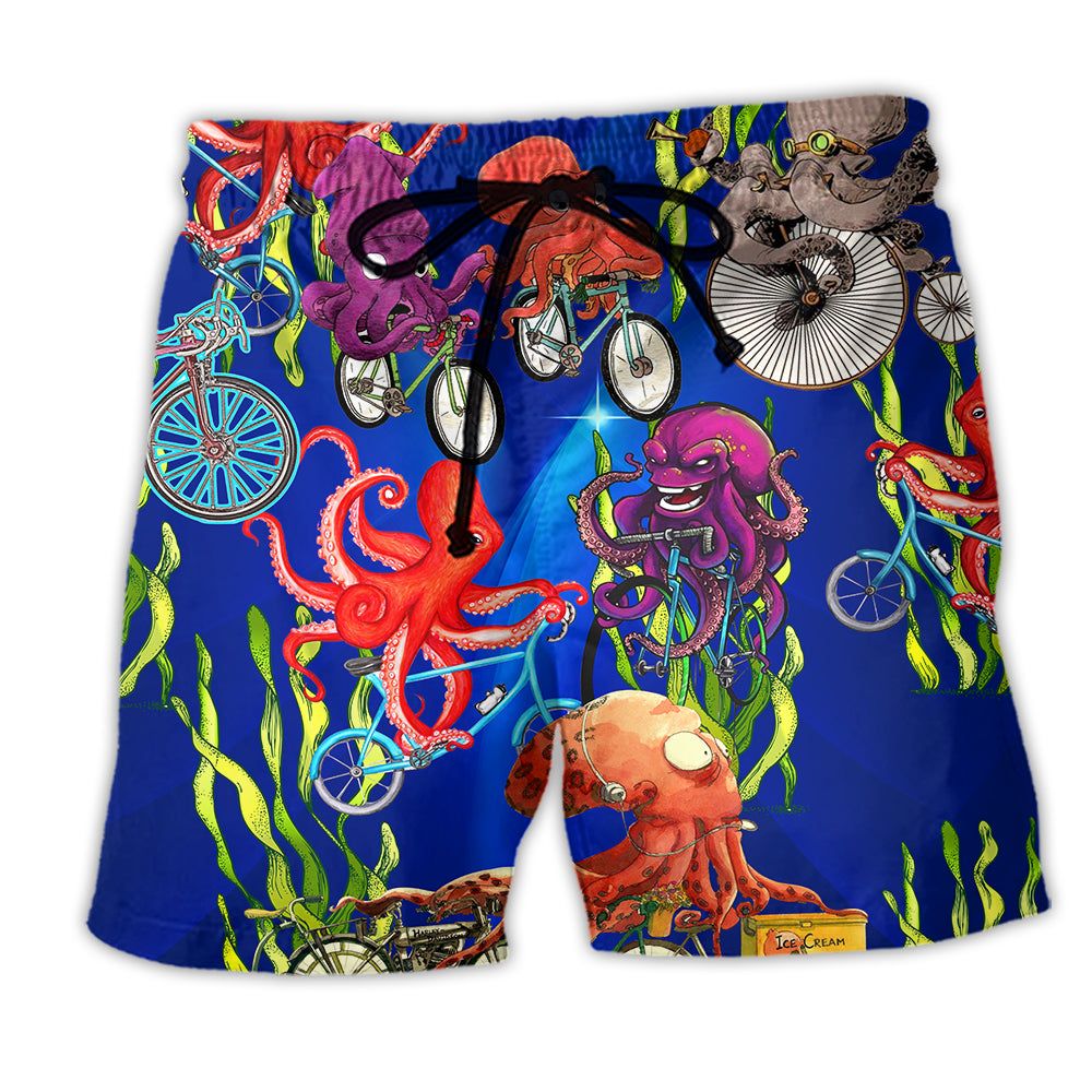 Octopus Could An Octopus Ride A Bicycle Funny Trendy Aloha Hawaiian Beach Shorts Octopus Could An Octopus Ride A Bicycle Funny Trendy Aloha Hawaiian Beach Shorts