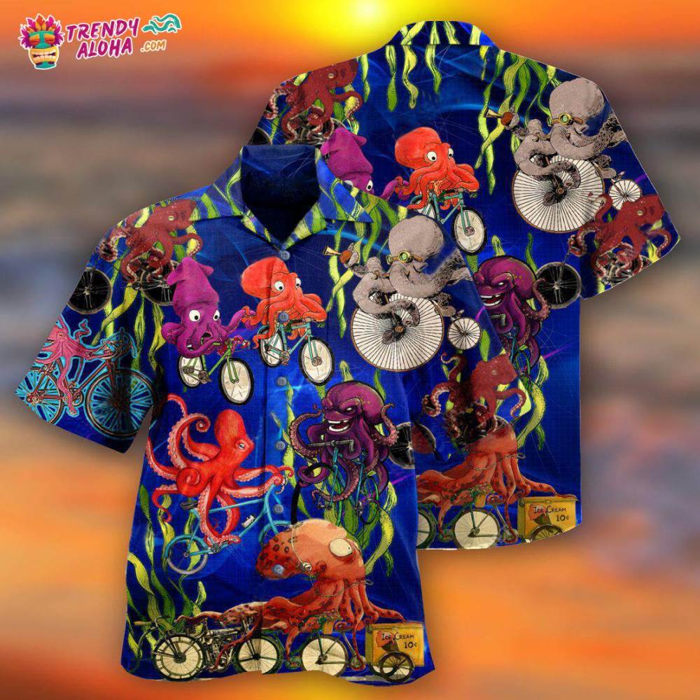 Octopus Could An Octopus Ride A Bicycle Hawaiian Shirt – Trendy Aloha