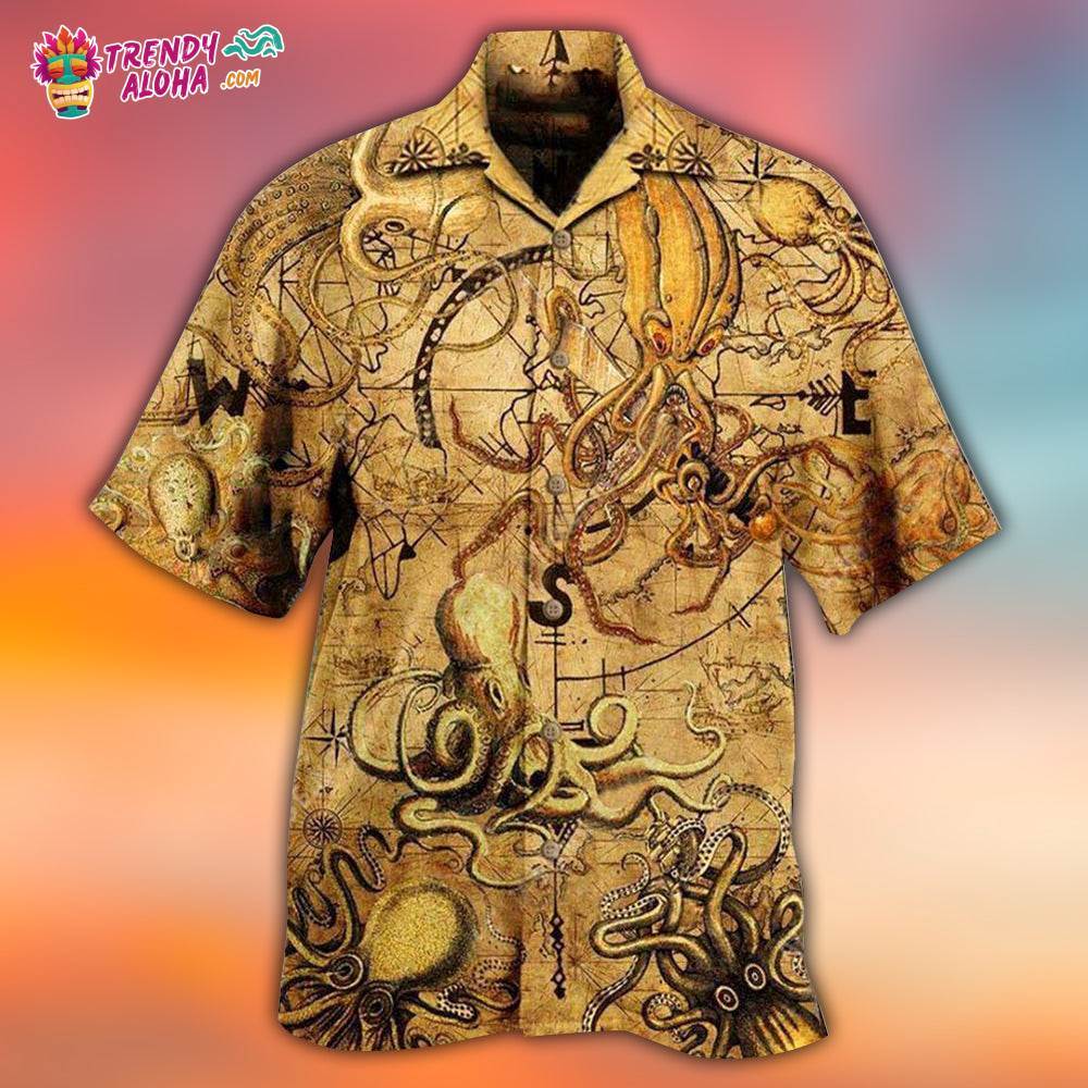 Octopus Hunting Treasure Vintage Hawaiian Shirt – Trendy Aloha