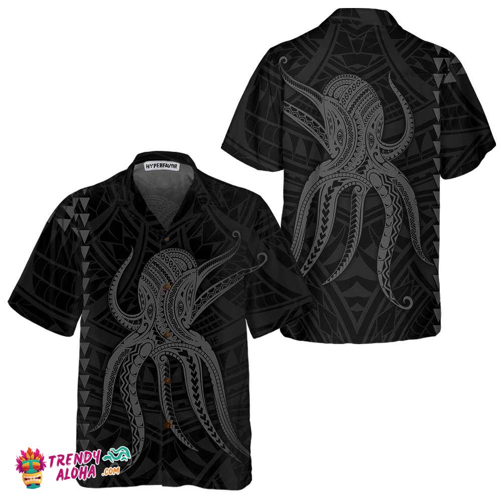 Octopus In Polynesian Style Hawaiian Shirt, Unique Octopus Shirt For Men Octopus In Polynesian Style Hawaiian Shirt, Unique Octopus Shirt For Men