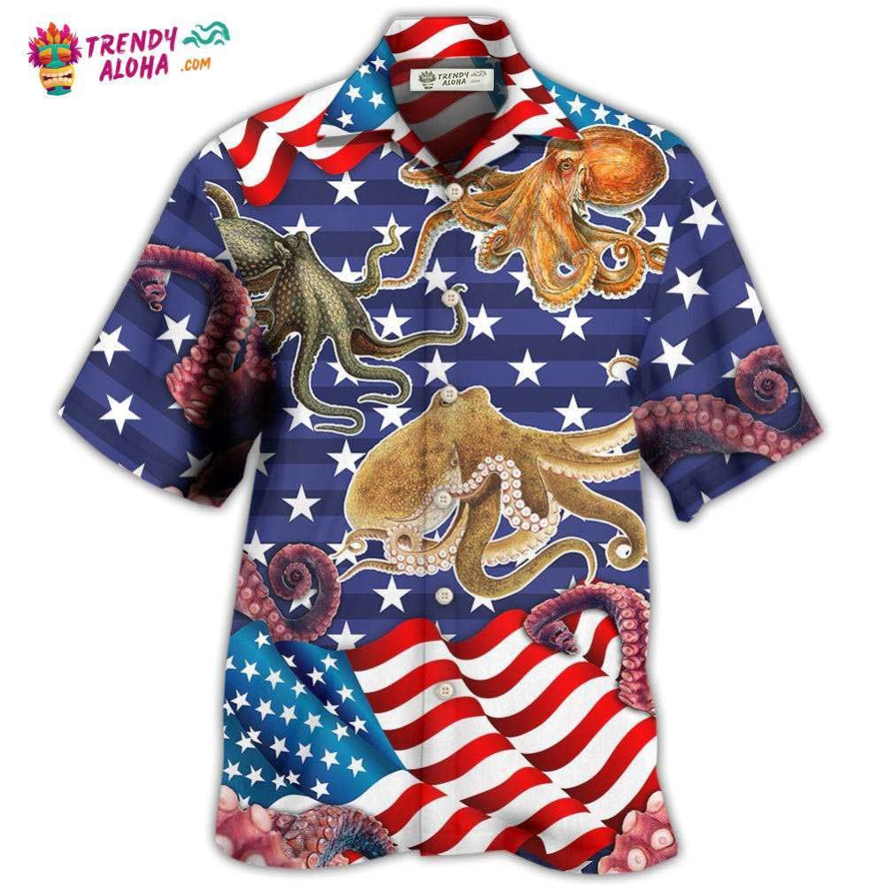 Octopus Independence Day Usa Flag Hawaiian Shirt – Trendy Aloha