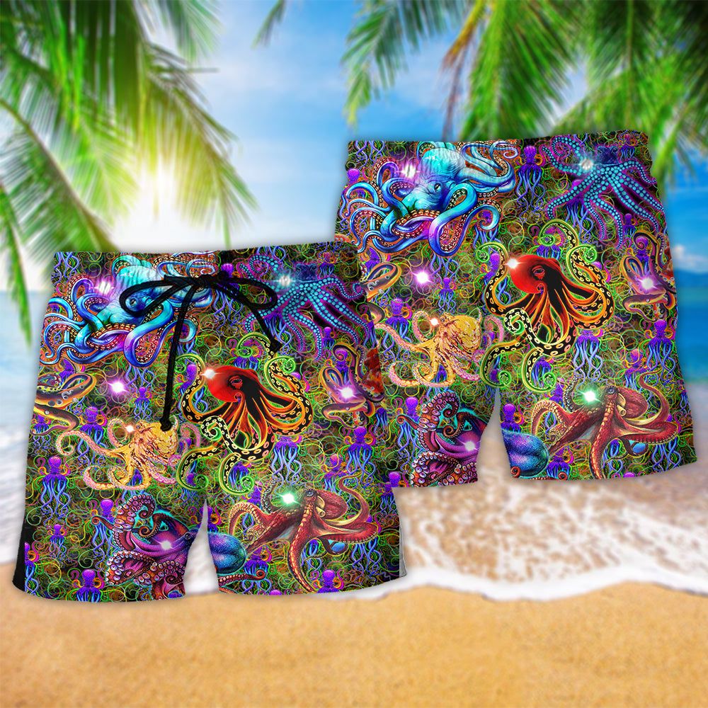 Octopus Life Is Better With An Octopus Full Color So Much Trendy Aloha Hawaiian Beach Shorts