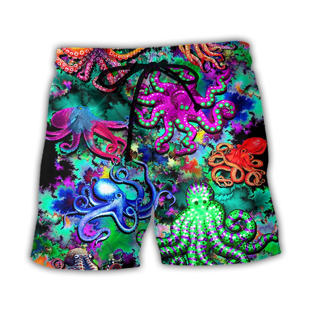 Octopus Light Colorful Lover Art Style Trendy Aloha Hawaiian Beach Shorts Octopus Light Colorful Lover Art Style Trendy Aloha Hawaiian Beach Shorts