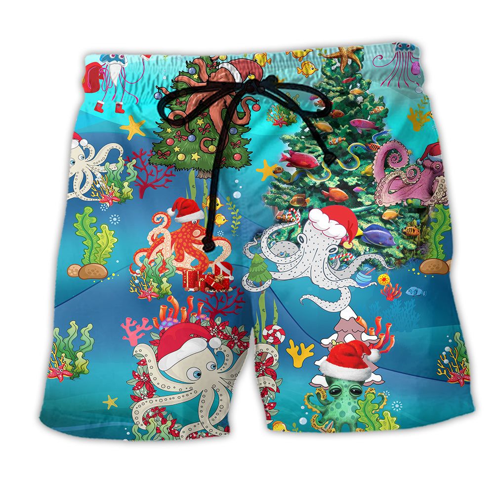 Octopus Merry Xmas Amazing Trendy Aloha Hawaiian Beach Shorts Octopus Merry Xmas Amazing Trendy Aloha Hawaiian Beach Shorts