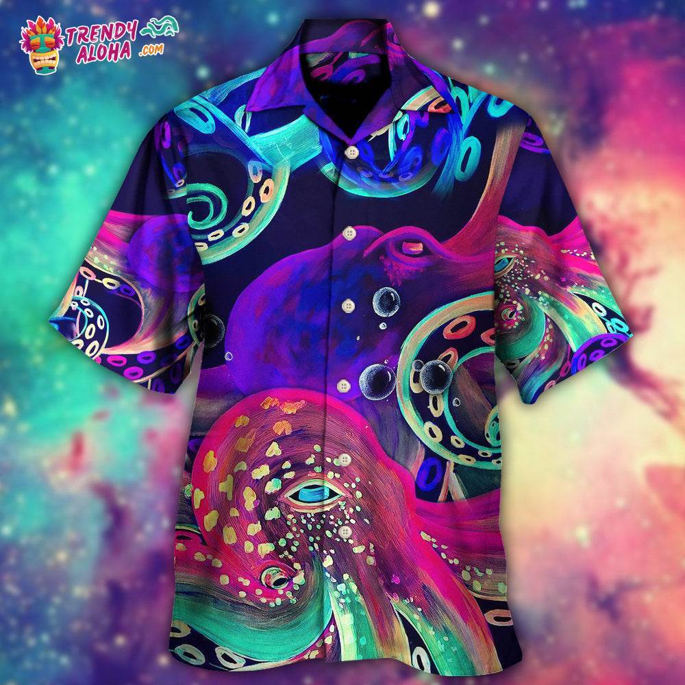 Octopus Neon Under The Sea Hawaiian Shirt – Trendy Aloha