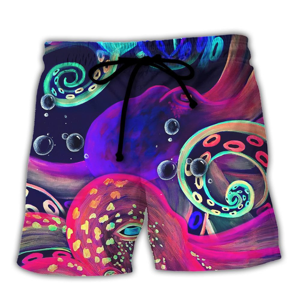 Octopus Neon Under The Sea Trendy Aloha Hawaiian Beach Shorts Octopus Neon Under The Sea Trendy Aloha Hawaiian Beach Shorts