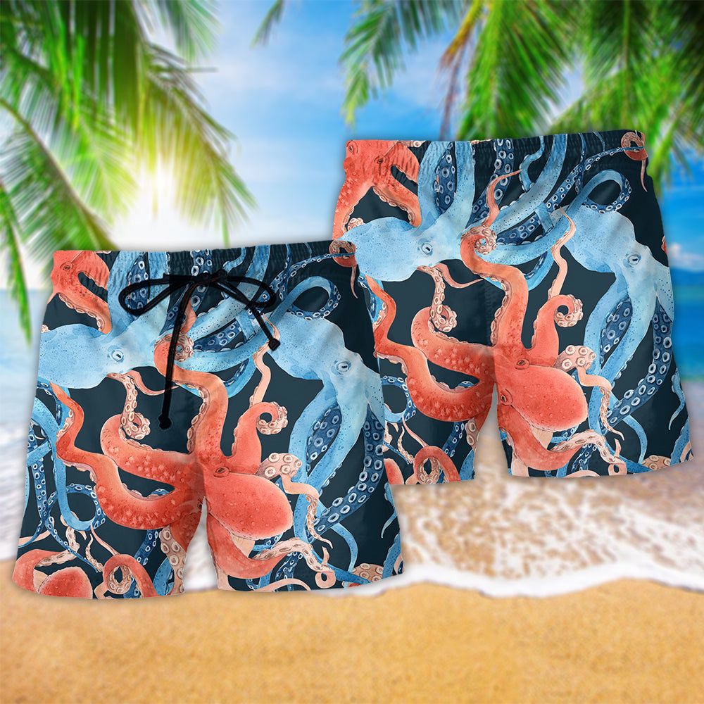 Octopus Ocean Life Basic Trendy Aloha Hawaiian Beach Shorts
