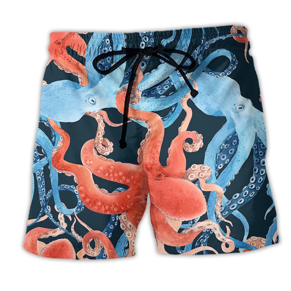 Octopus Ocean Life Basic Trendy Aloha Hawaiian Beach Shorts Octopus Ocean Life Basic Trendy Aloha Hawaiian Beach Shorts