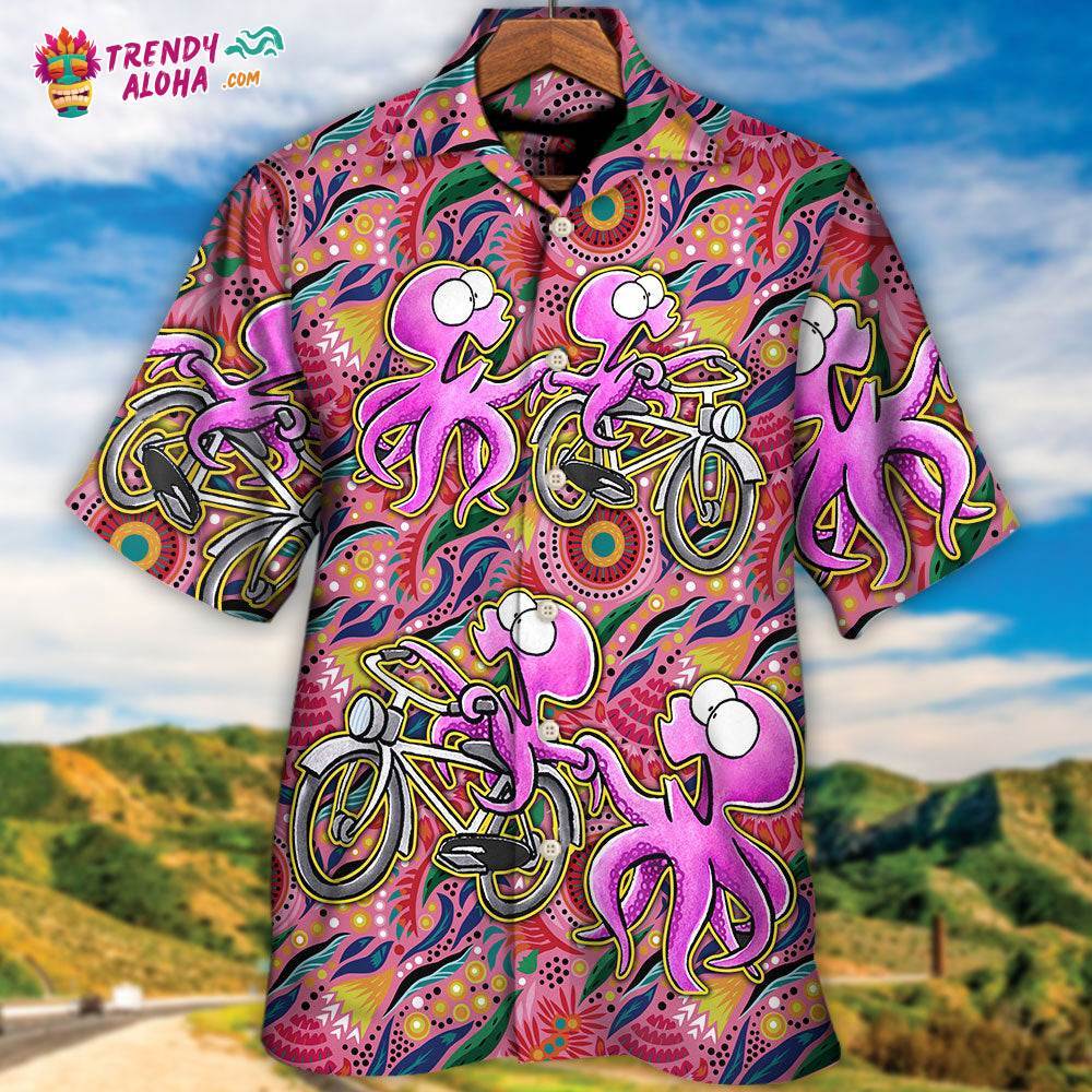 Octopus Ride Cycling Tropical Art Hawaiian Shirt – Trendy Aloha