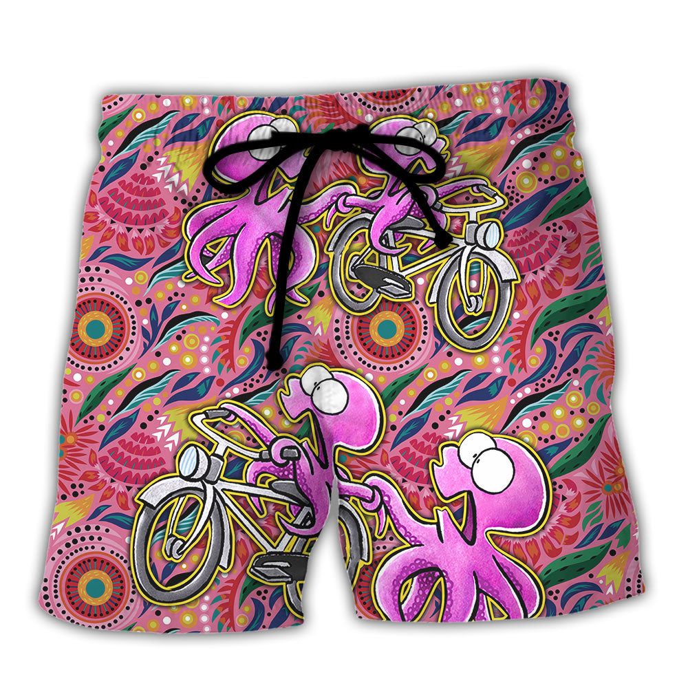 Octopus Ride Cycling Vibe Tropical Art Trendy Aloha Hawaiian Beach Shorts Octopus Ride Cycling Vibe Tropical Art Trendy Aloha Hawaiian Beach Shorts