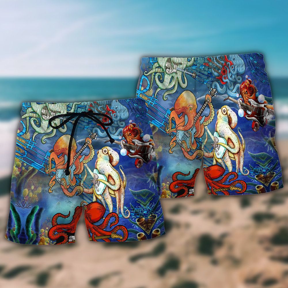 Octopus Rocktopus Funny Style Trendy Aloha Hawaiian Beach Shorts