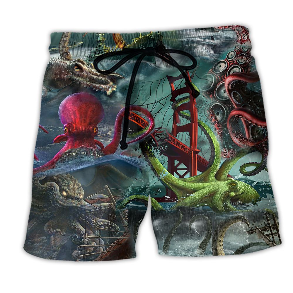 Octopus Seas The Day Just Like The Octopus In Deep Sea Trendy Aloha Hawaiian Beach Shorts Octopus Seas The Day Just Like The Octopus In Deep Sea Trendy Aloha Hawaiian Beach Shorts
