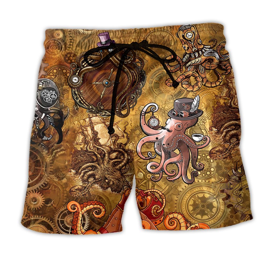 Octopus Steampunk Vintage Style Trendy Aloha Hawaiian Beach Shorts Octopus Steampunk Vintage Style Trendy Aloha Hawaiian Beach Shorts