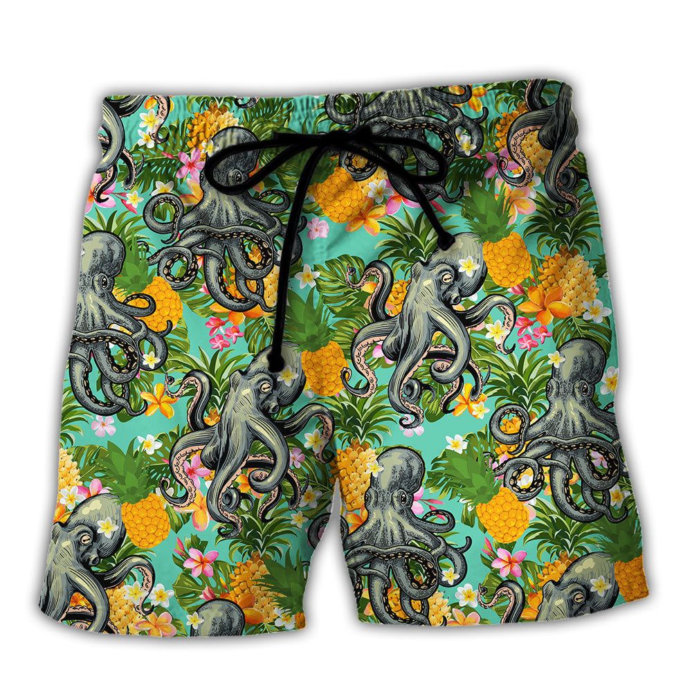 Octopus Tropical Peace Life Style Trendy Aloha Hawaiian Beach Shorts Octopus Tropical Peace Life Style Trendy Aloha Hawaiian Beach Shorts