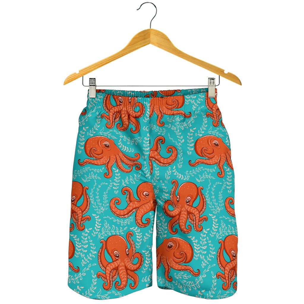 Octopus Turquoise Background For Men Women Kid Shorts
